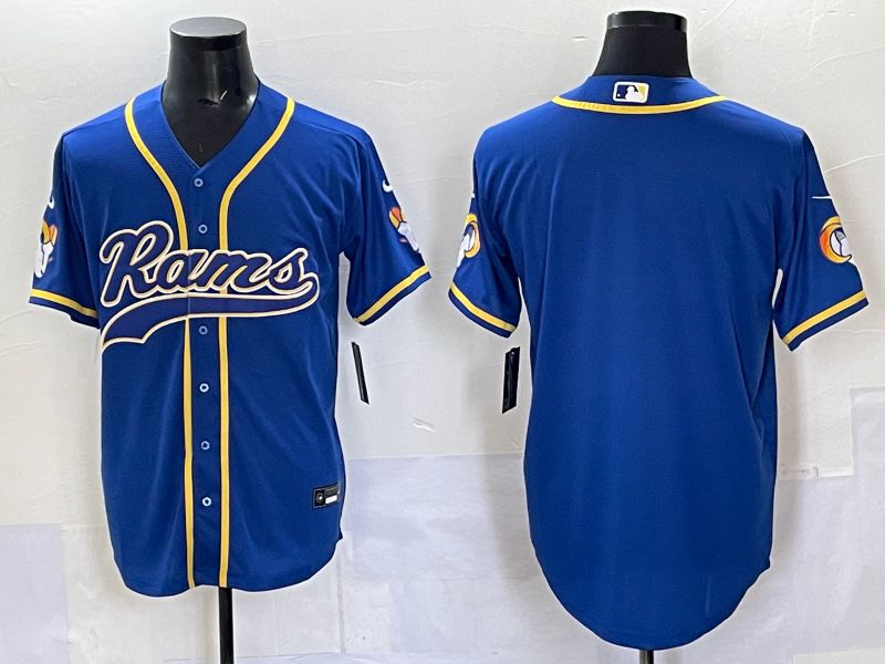 Men 2025 Los Angeles Rams Blank Blue Second generation joint name Nike Limited NFL Jersey style 01->milwaukee brewers->MLB Jersey